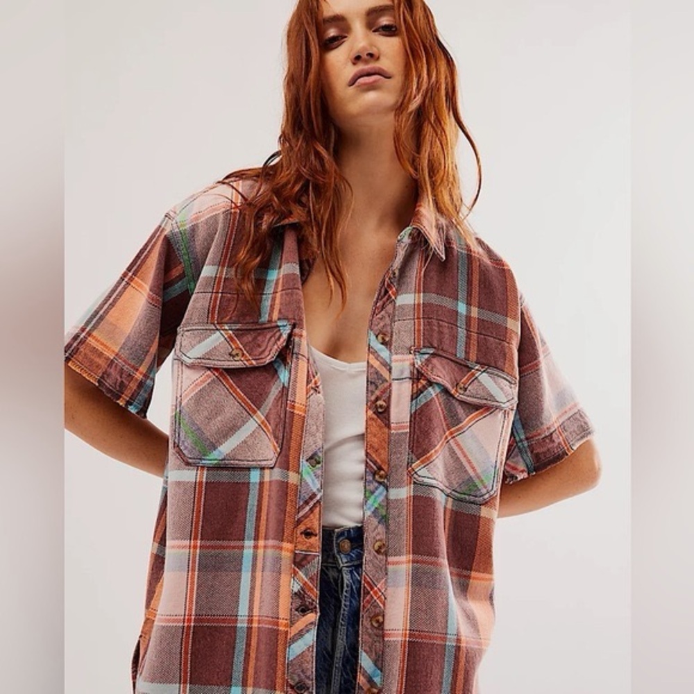 Free People We The Free Vintage Crush Plaid Shirt